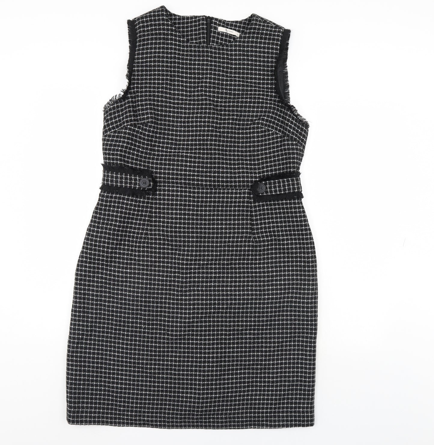 TU Womens Black Check  Pinafore/Dungaree Dress  Size 16
