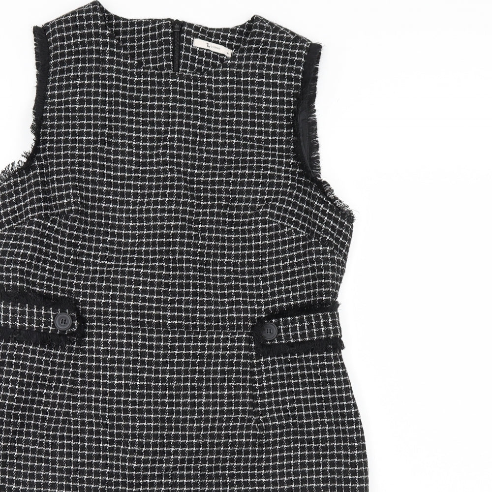 TU Womens Black Check  Pinafore/Dungaree Dress  Size 16
