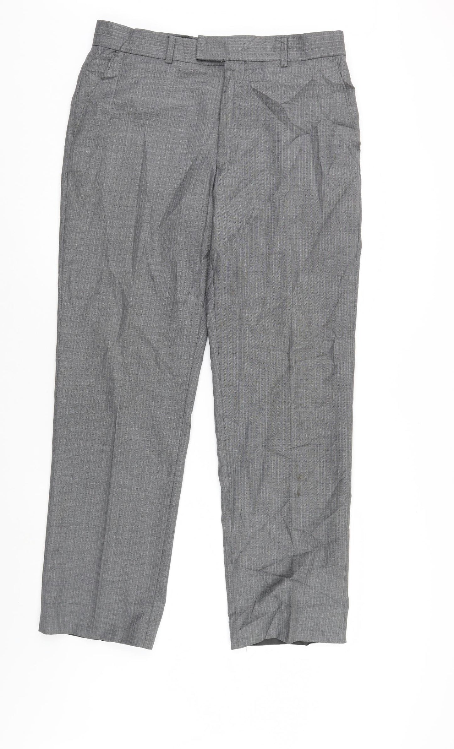 Pierre Cardin Mens Grey Striped  Trousers  Size 34 L30 in