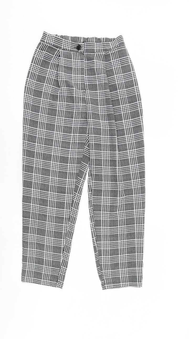 Divided Womens Black Herringbone  Trousers  Size 6 L25 in - Elastic Waist