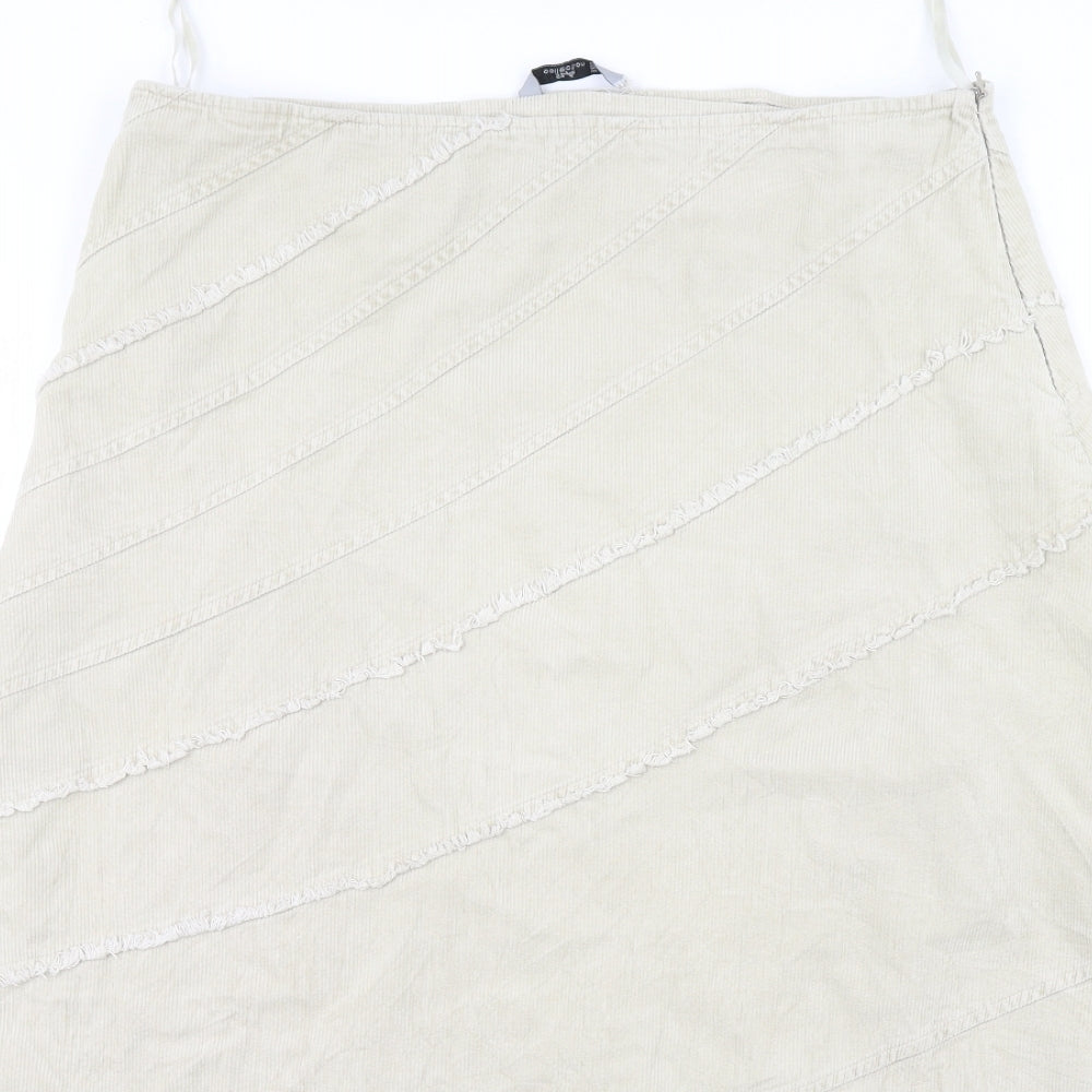 Style Collection Womens Ivory  Corduroy A-Line Skirt Size 14