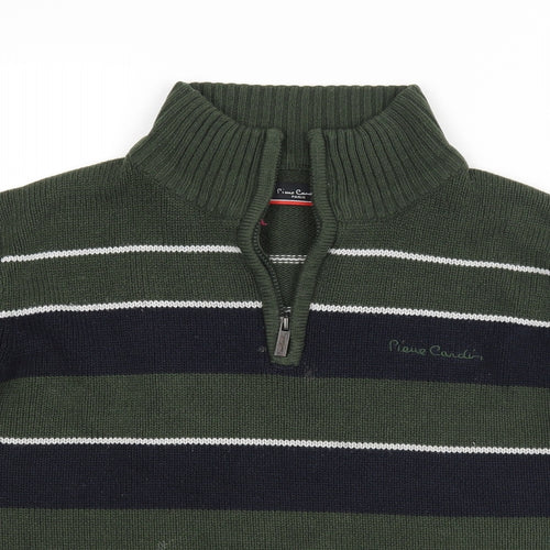Pierre Cardin` Mens Green Striped  Pullover Jumper Size S