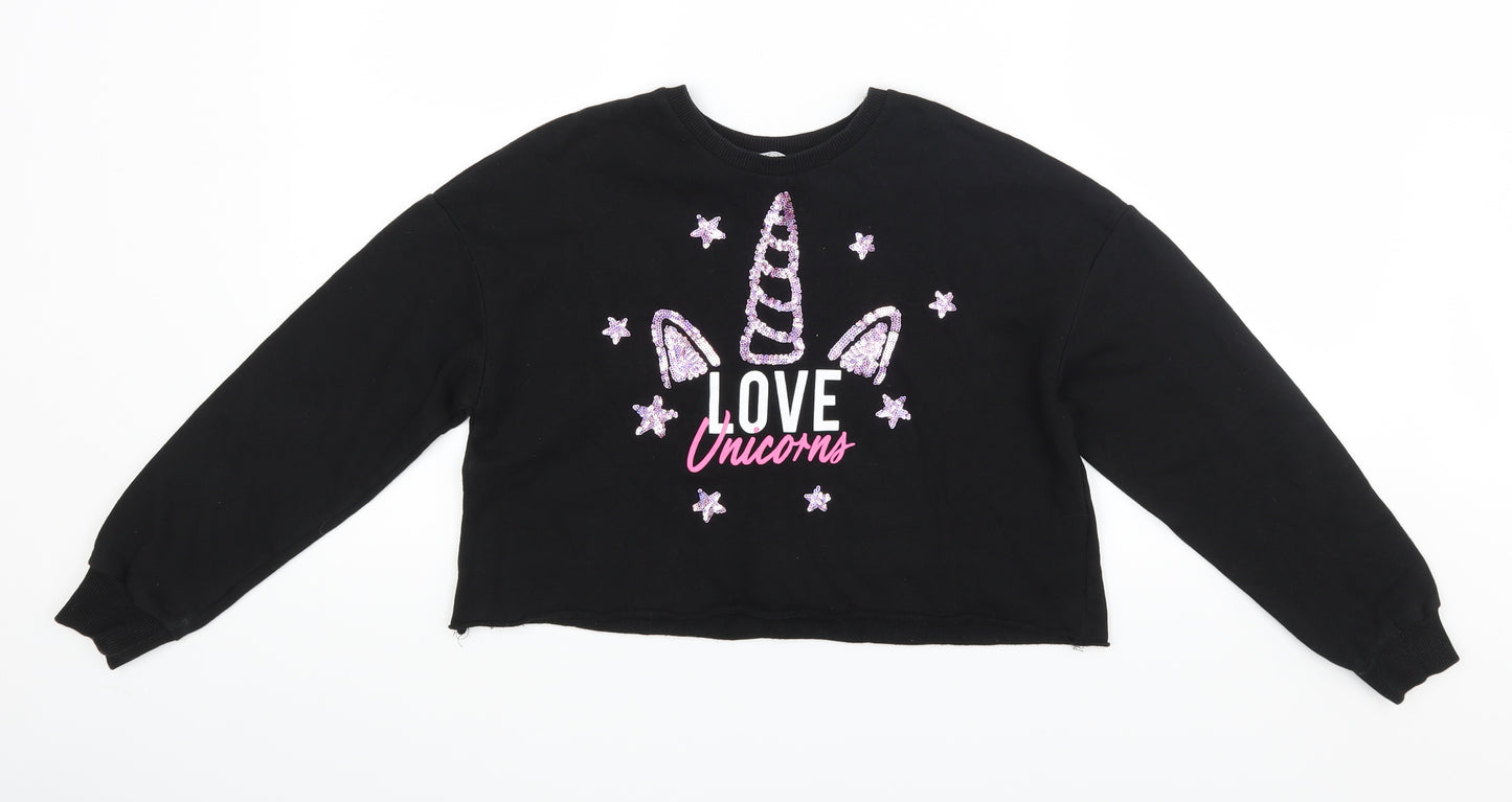 Primar4k Girls Black   Pullover Jumper Size 10-11 Years  - Cropped