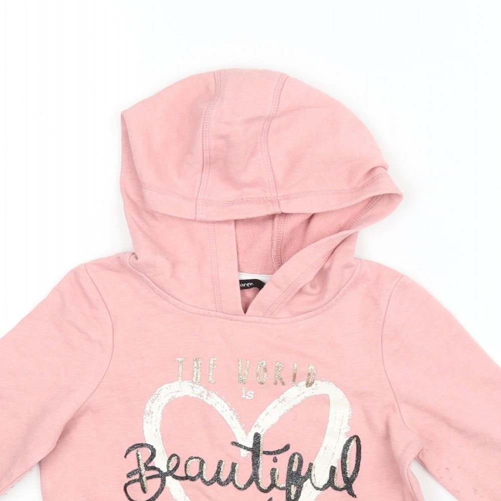 George Girls Pink   Pullover Hoodie Size 6-7 Years