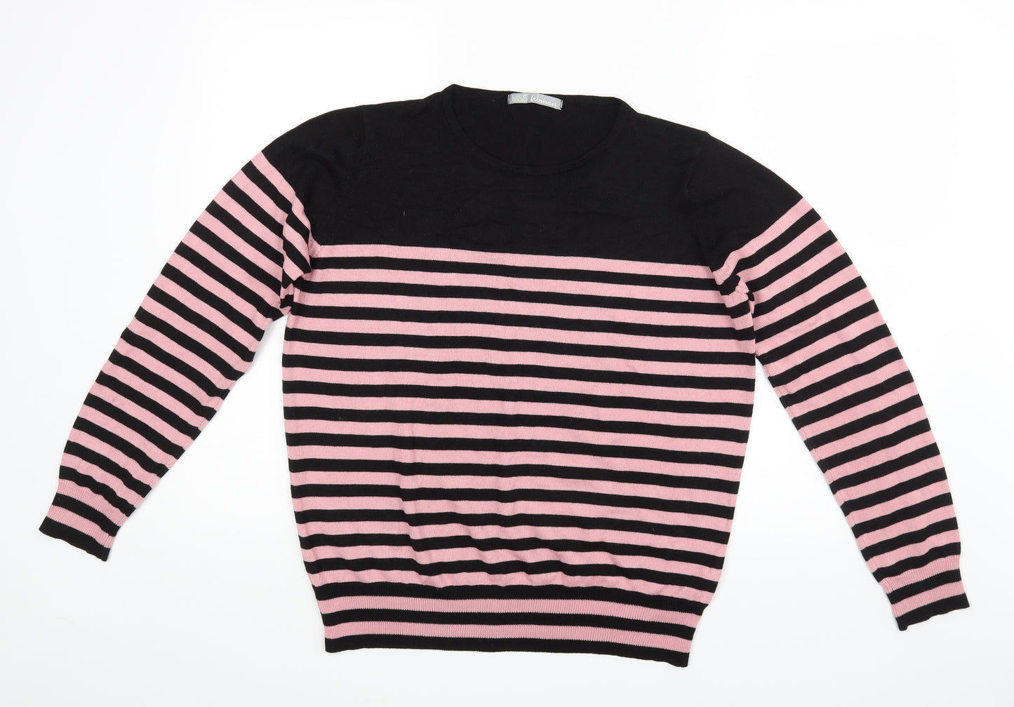 M&S Womens Pink Striped  Pullover Jumper Size 16