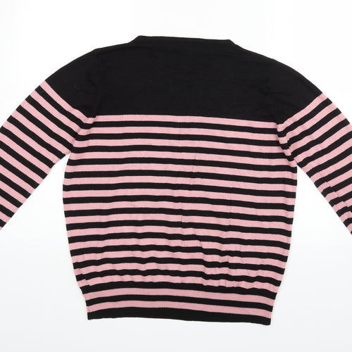 M&S Womens Pink Striped  Pullover Jumper Size 16