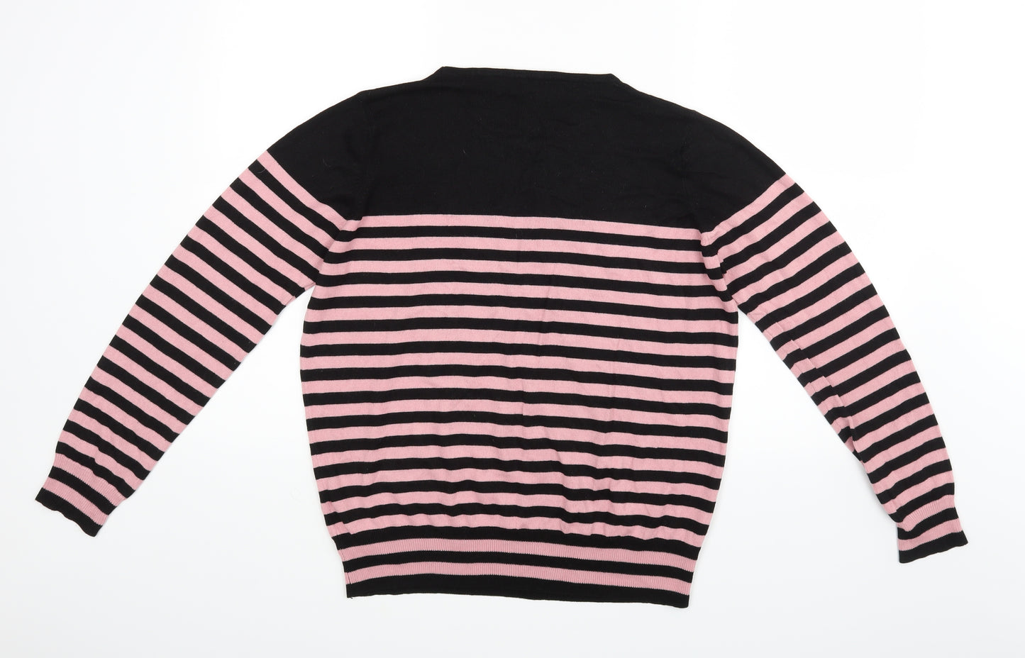 M&S Womens Pink Striped  Pullover Jumper Size 16