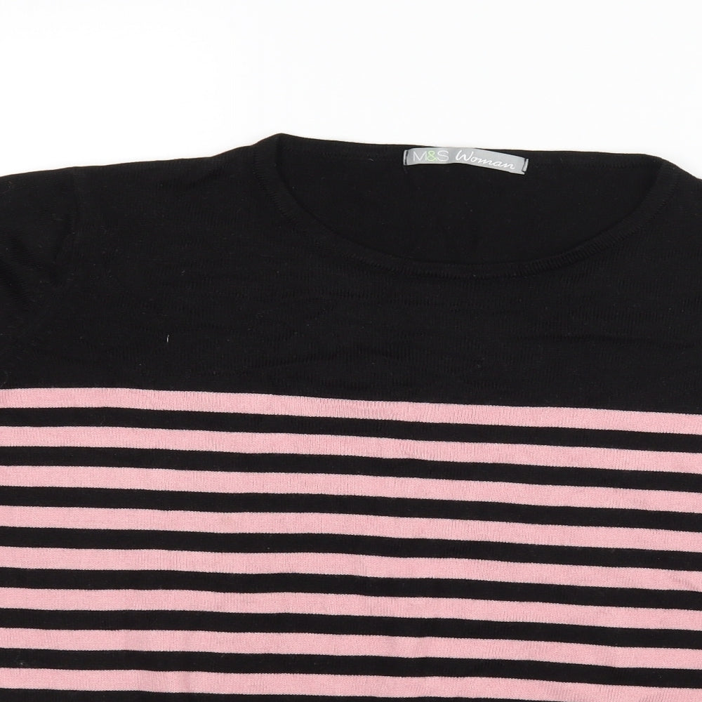 M&S Womens Pink Striped  Pullover Jumper Size 16