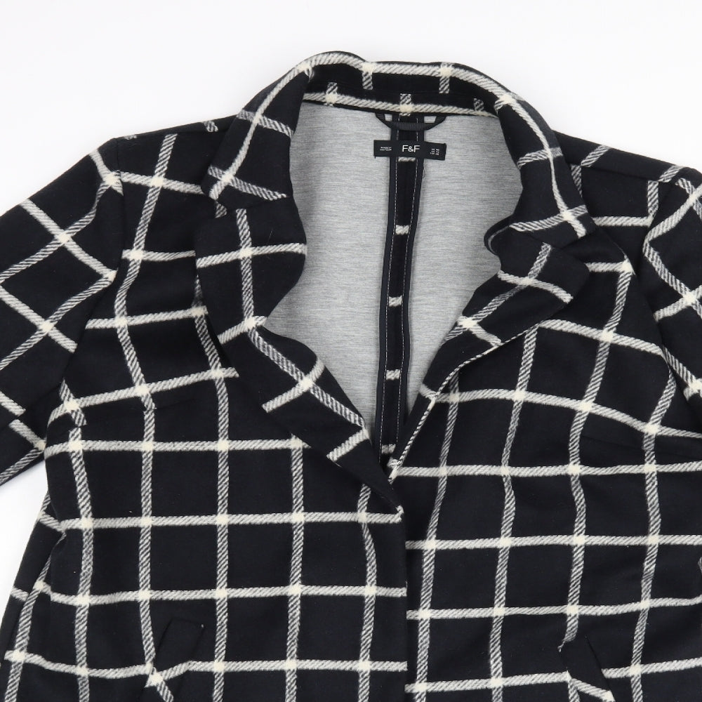 F&F Womens Black Check  Jacket Coat Size 18