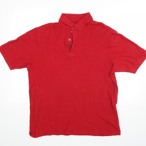 M&S Mens Red    Polo Size L
