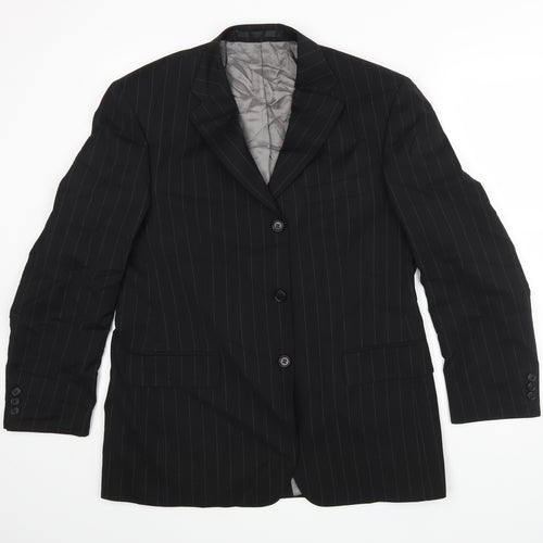 M&S Mens Black Striped  Jacket Blazer Size 40