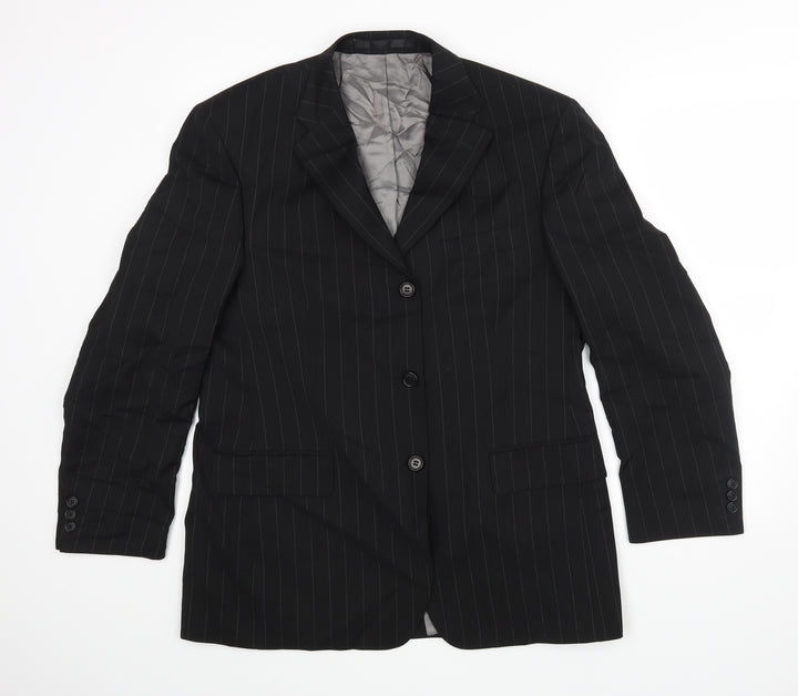 M&S Mens Black Striped Jacket Blazer Size 40