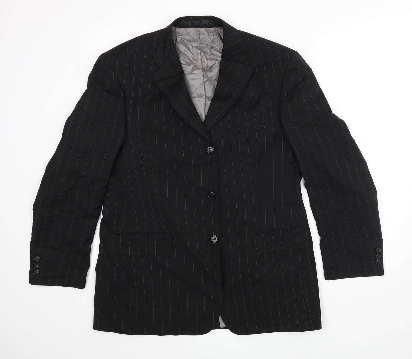 M&S Mens Black Striped  Jacket Blazer Size 40