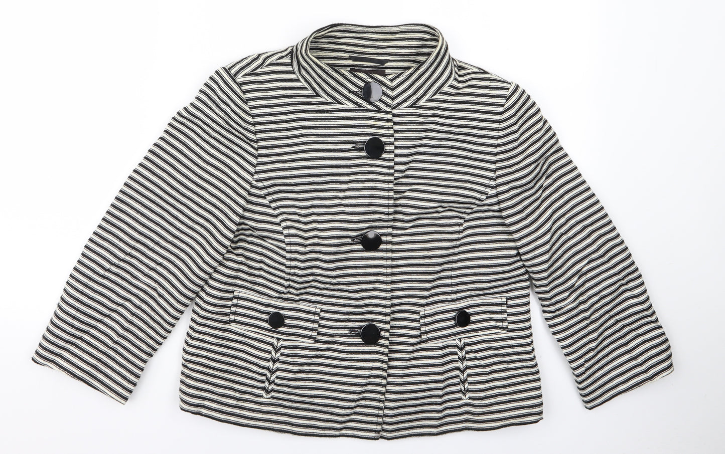 Principles Womens White Striped  Jacket  Size 12