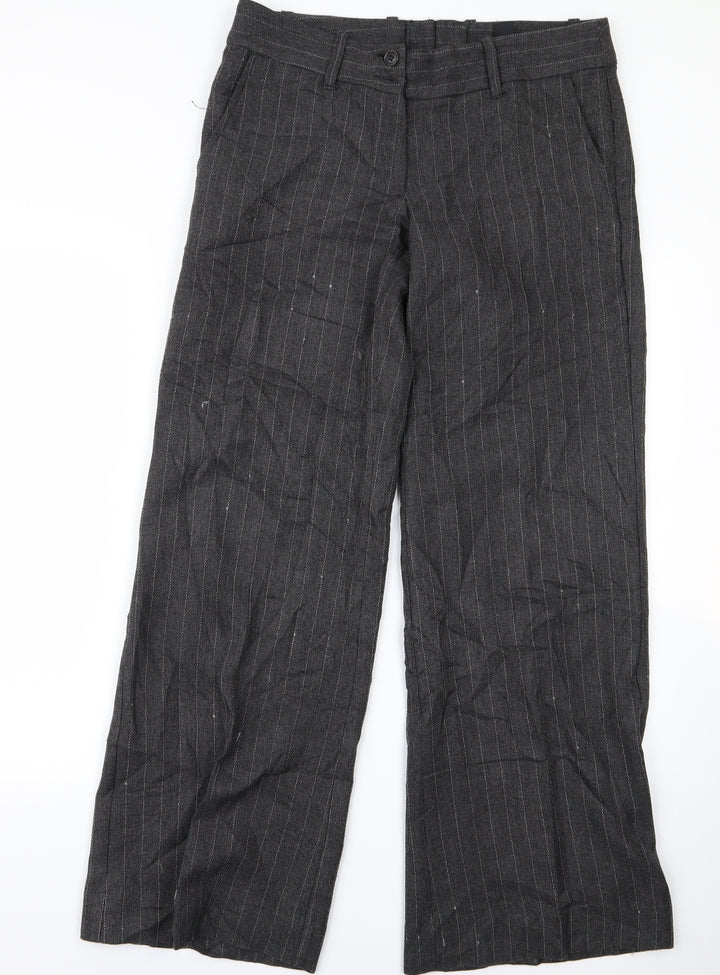 H&M Womens Grey Striped Trousers Size 38 L28 in