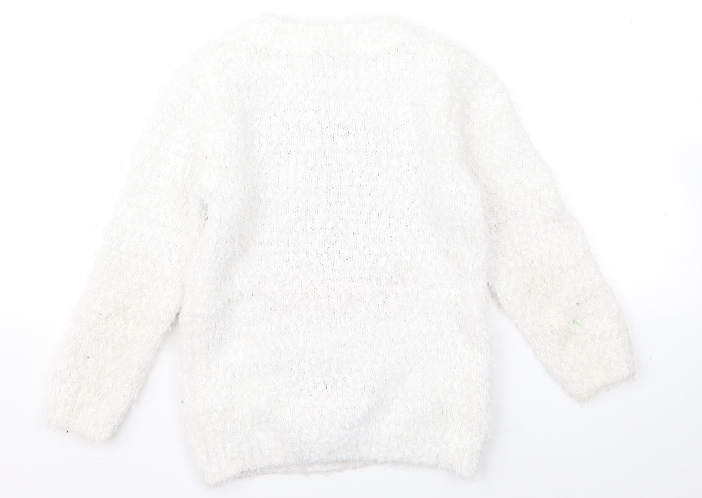 TU Girls White   Pullover Jumper Size 6 Years  - CHRISMTAS