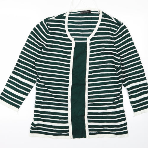 elegance Womens Green Striped  Pullover Jumper Size XL