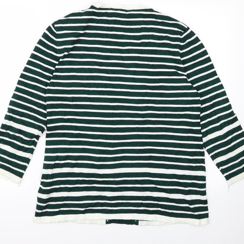 elegance Womens Green Striped  Pullover Jumper Size XL