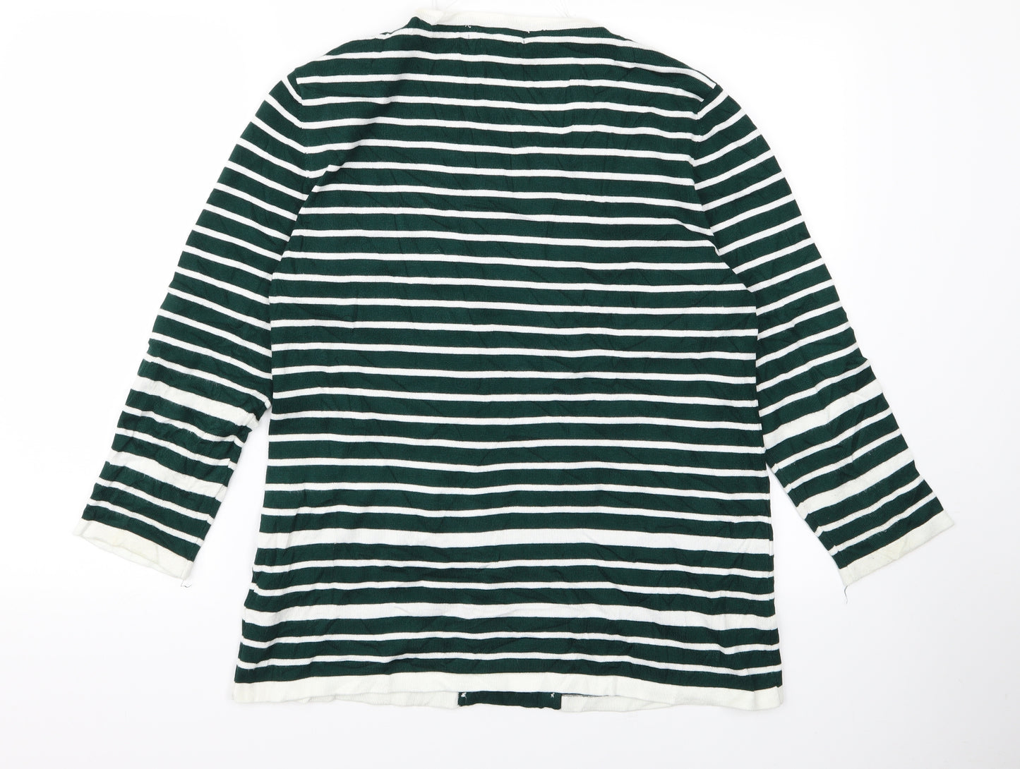 elegance Womens Green Striped  Pullover Jumper Size XL