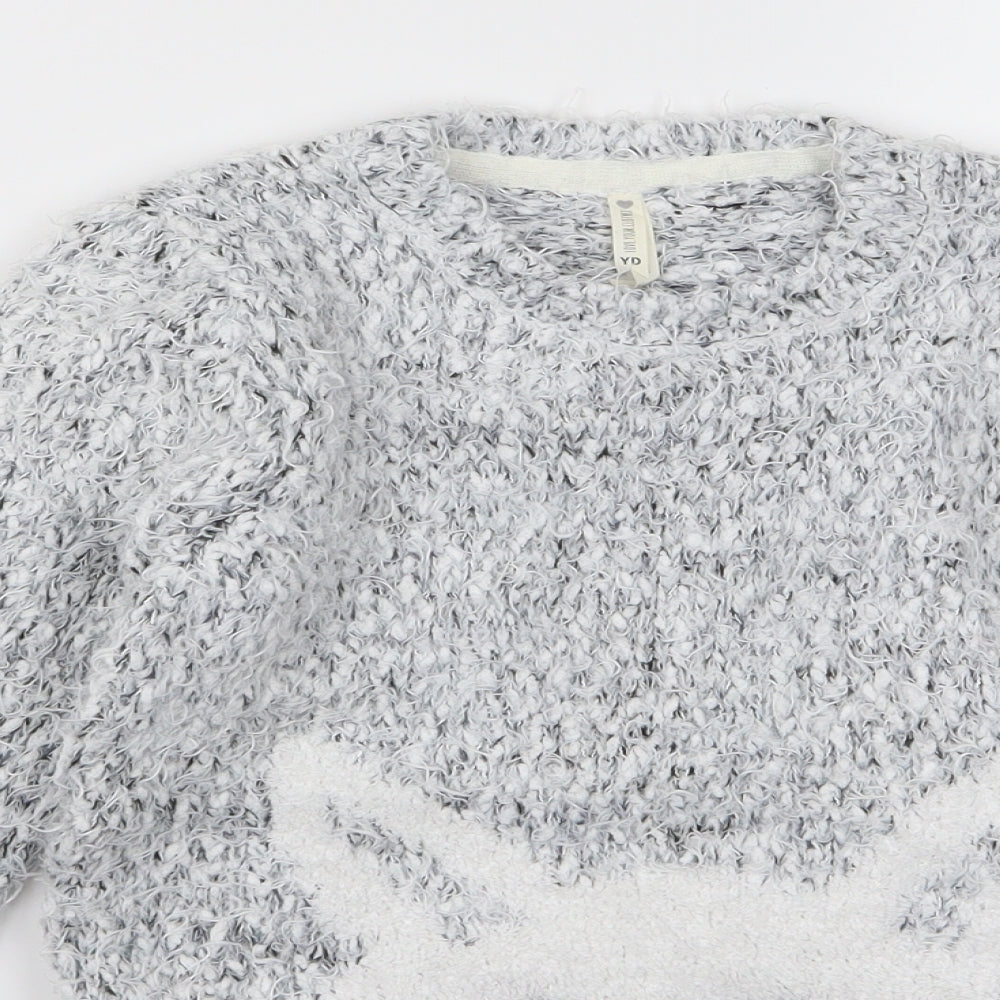 yd Girls Grey   Pullover Jumper Size 10 Years  - CHRISMTAS