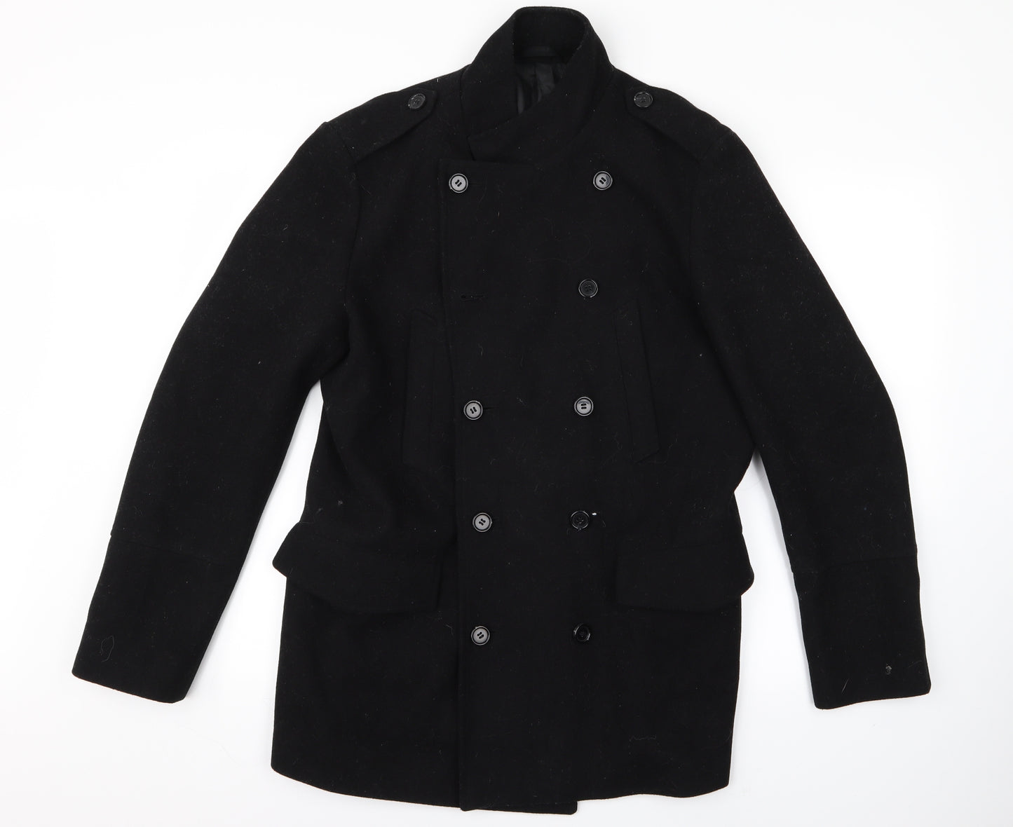 New Look Mens Black   Overcoat Jacket Size S