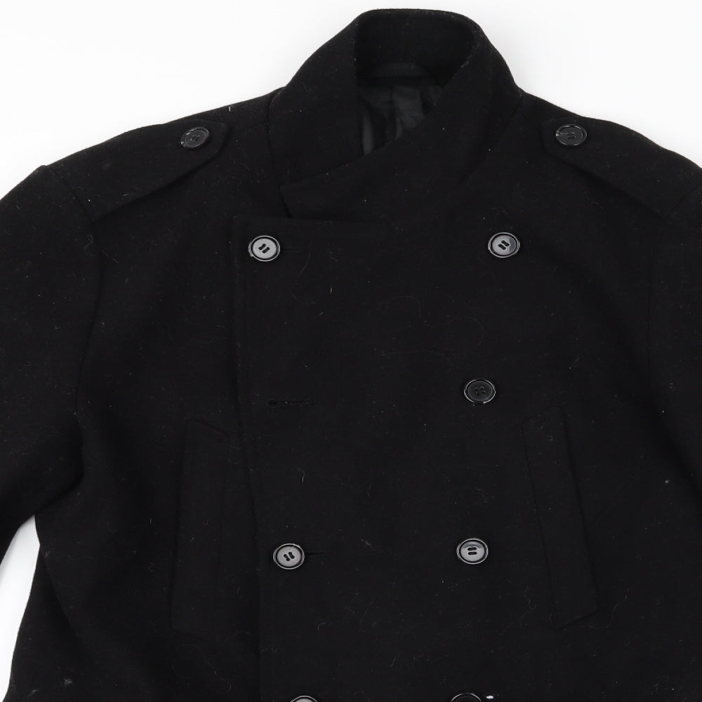 New Look Mens Black   Overcoat Jacket Size S