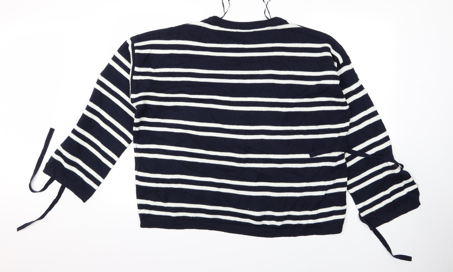 Papaya Womens Black Striped  Pullover Jumper Size XL