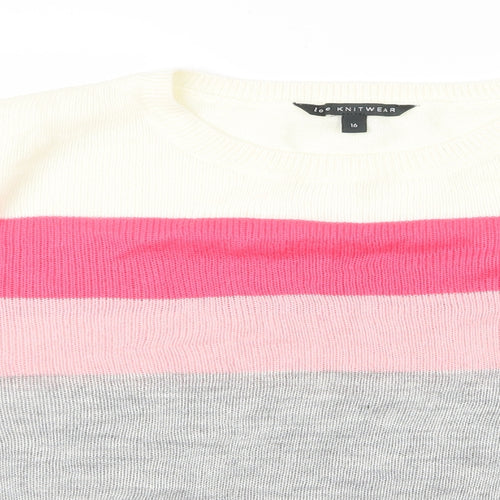 bonmrache Womens Multicoloured Striped  Pullover Jumper Size 16