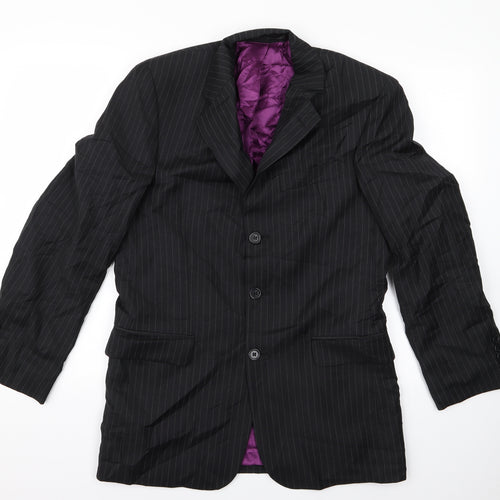 Super 100's  Womens Black Striped  Jacket  Size 10