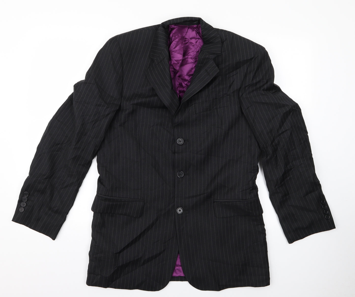 Super 100's  Womens Black Striped  Jacket  Size 10