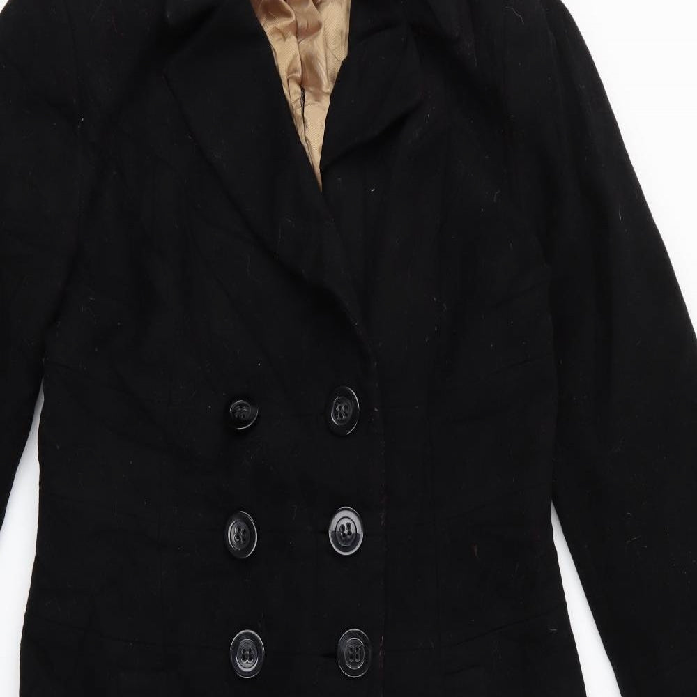 debanhams Womens Black   Overcoat Jacket Size 14