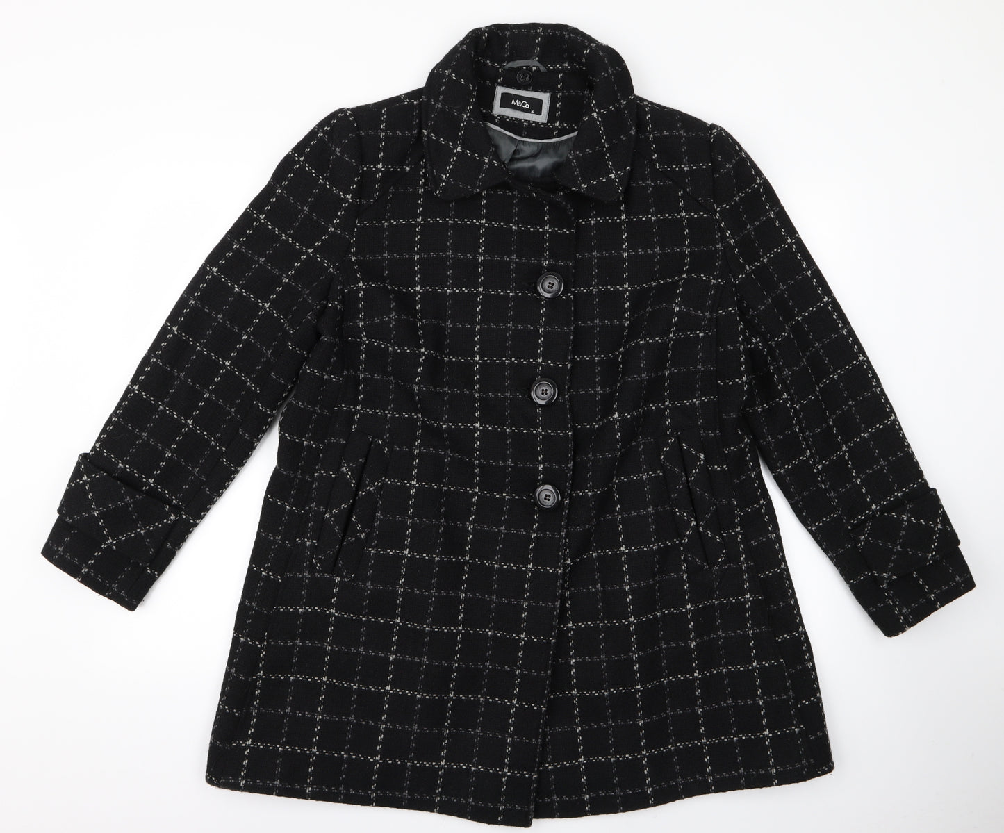M&Co Womens Black   Overcoat Jacket Size 16