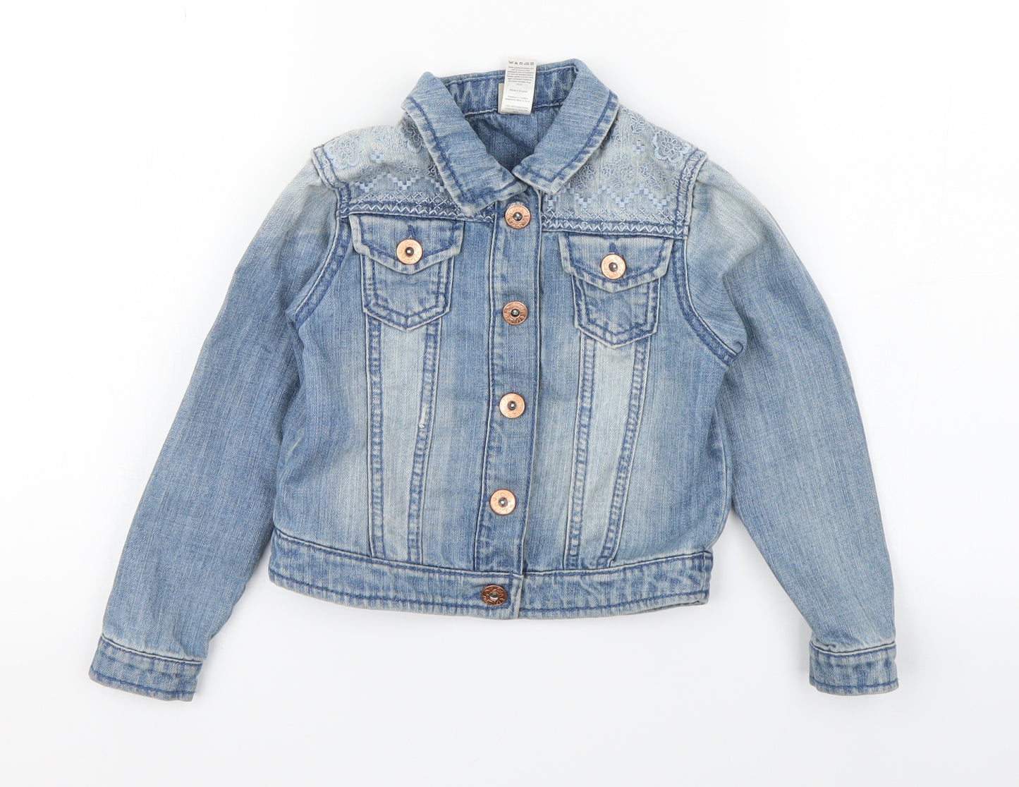 Primark Girls Blue Floral  Jacket  Size 4-5 Years