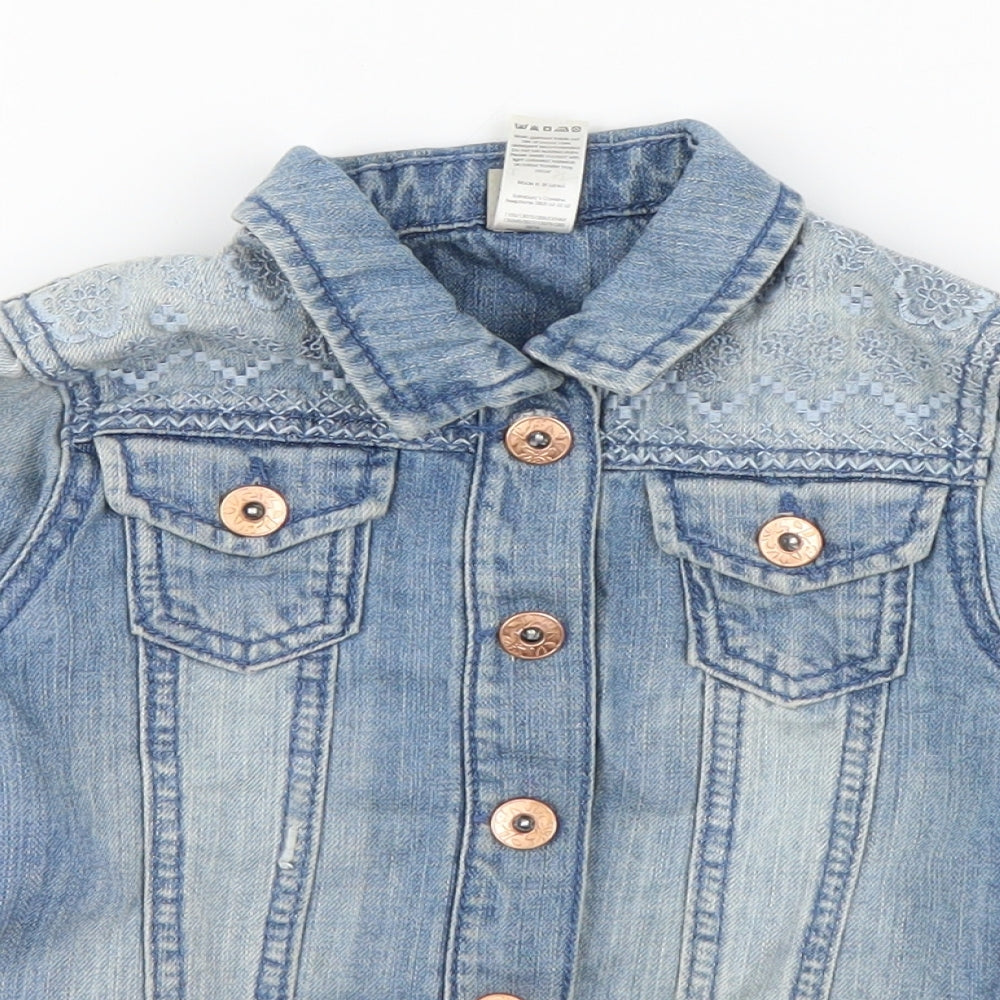 Primark Girls Blue Floral  Jacket  Size 4-5 Years