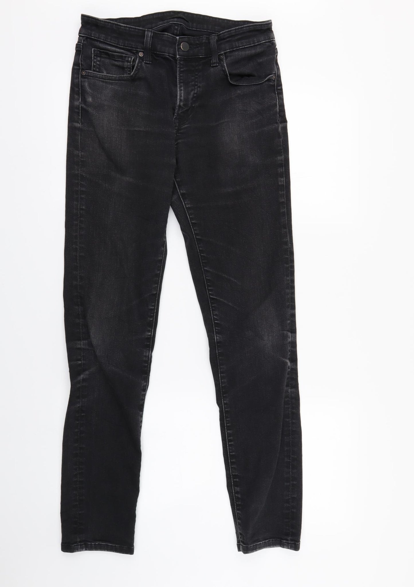 Unique Womens Black  Denim Skinny Jeans Size 12 L30 in