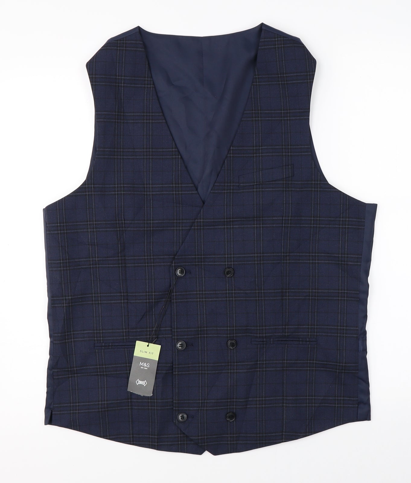 Marks & Spencer Mens Blue   Jacket Suit Waistcoat Size L