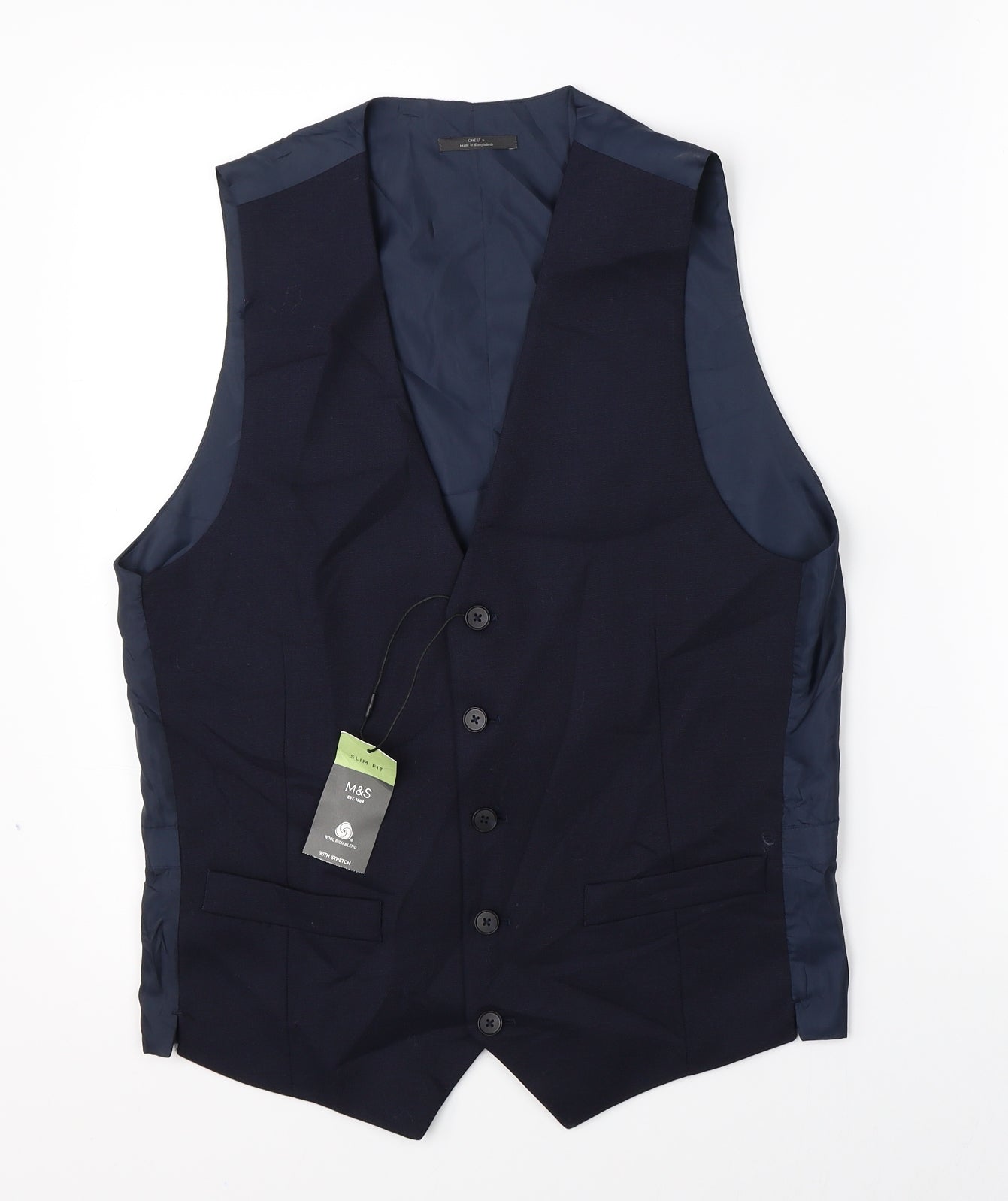 Marks & Spencer Mens Blue   Jacket Suit Waistcoat Size S
