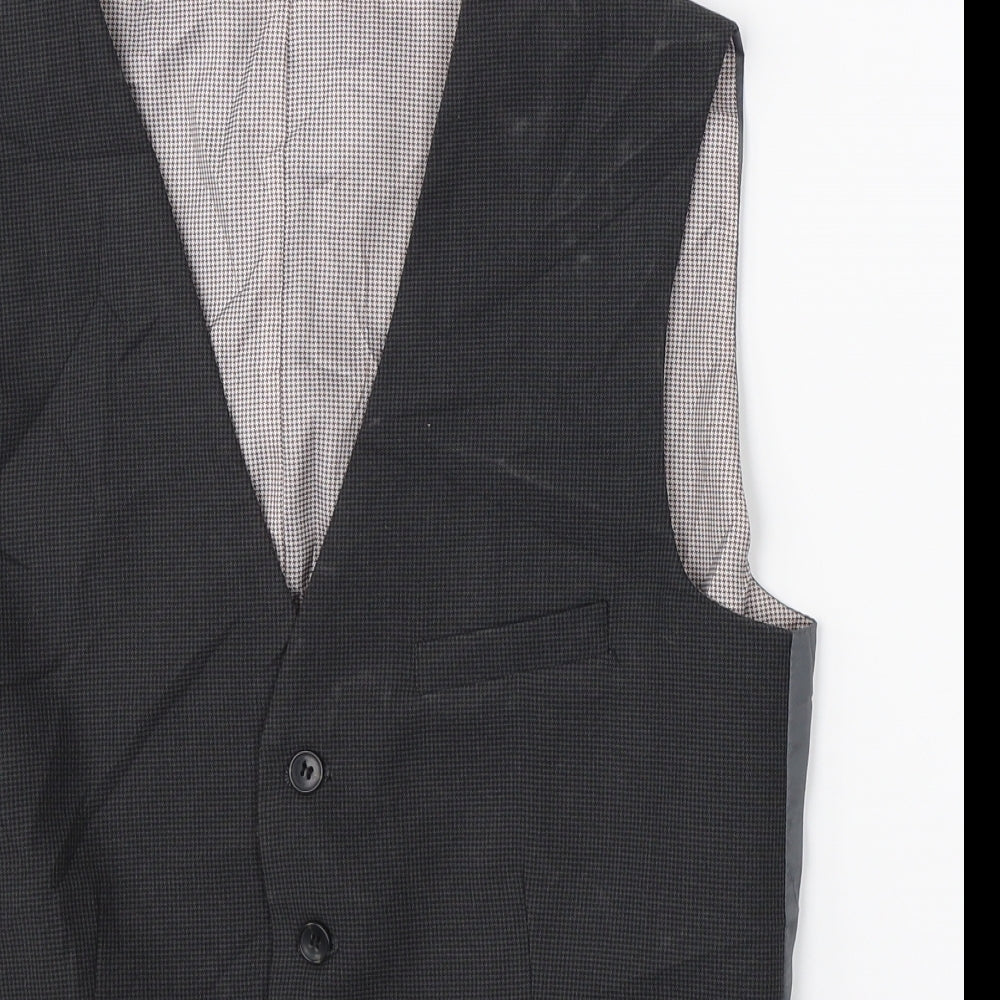 NEXT Mens Black Houndstooth  Jacket Suit Waistcoat Size 38
