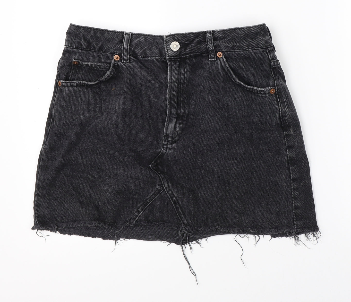 Topshop Womens Black  Denim Mini Skirt Size 10