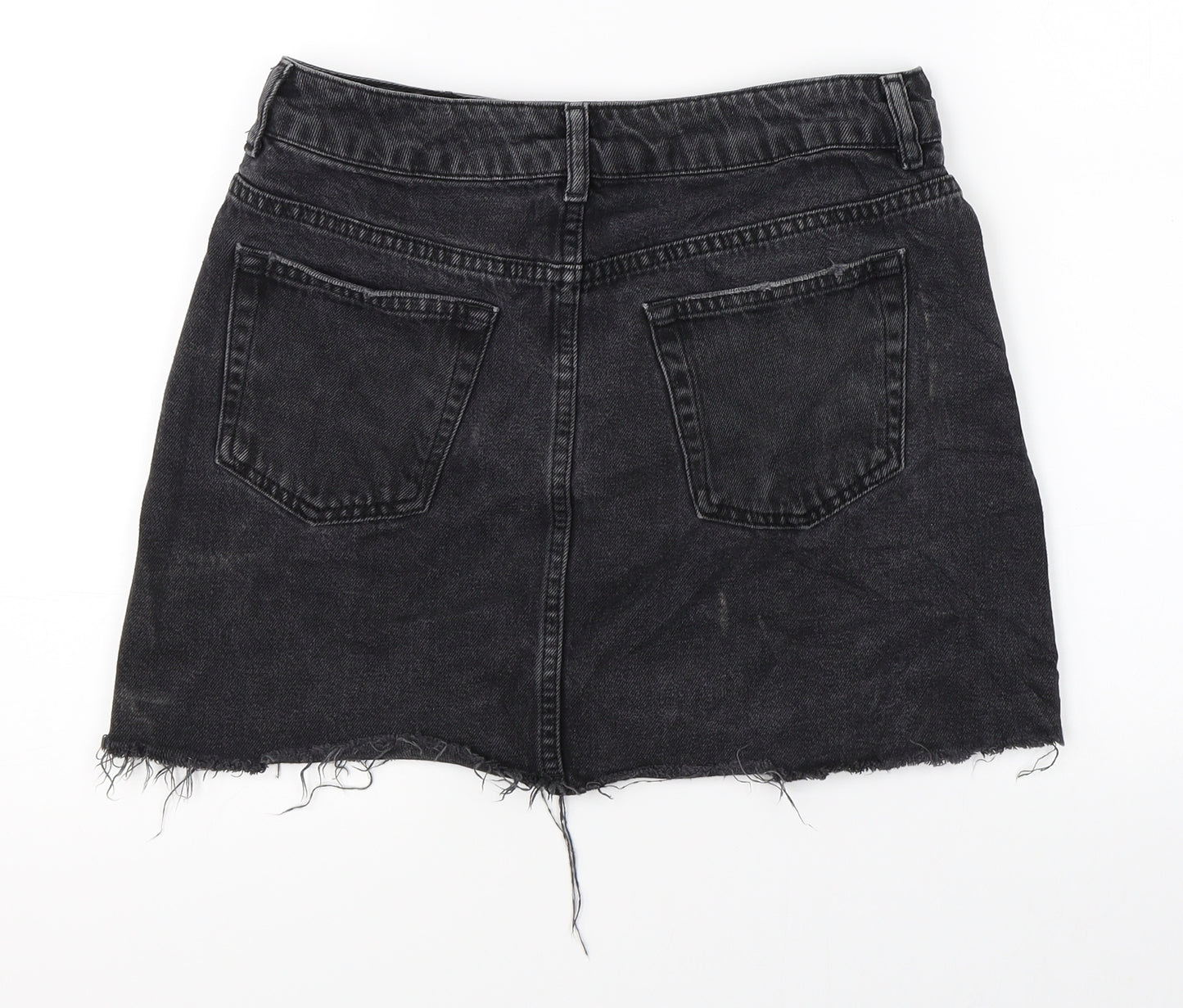 Topshop Womens Black  Denim Mini Skirt Size 10