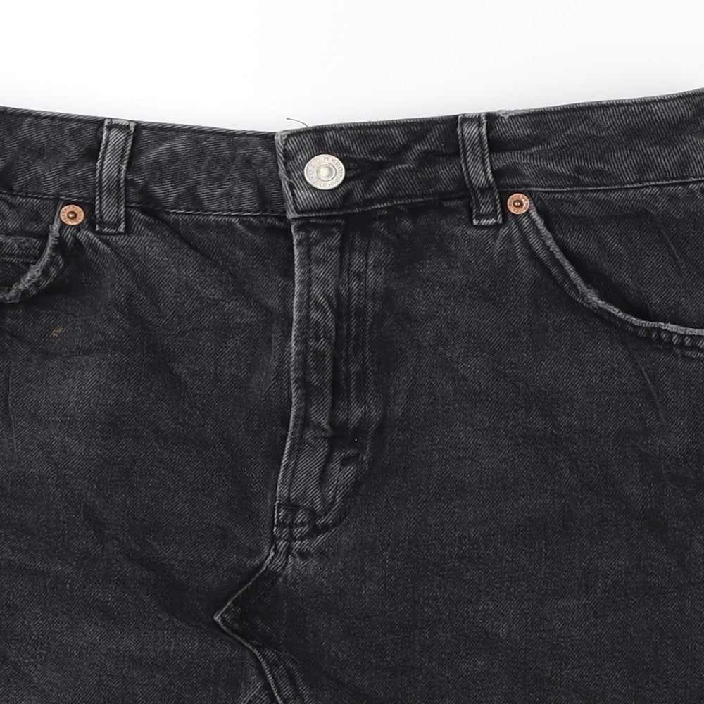 Topshop Womens Black  Denim Mini Skirt Size 10