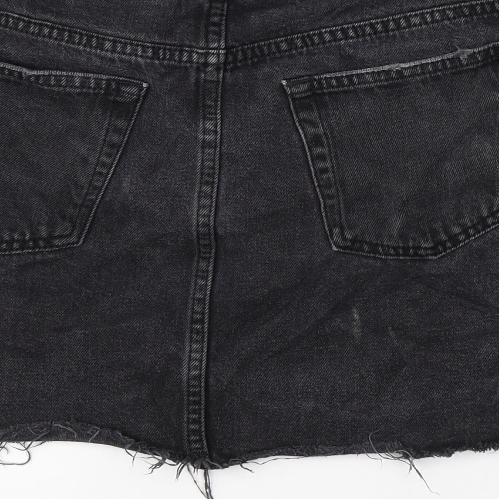 Topshop Womens Black  Denim Mini Skirt Size 10
