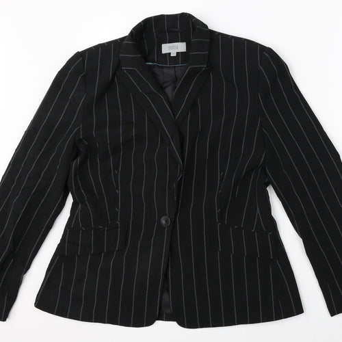Marks & Spencer Womens Black Striped  Jacket Suit Jacket Size 14