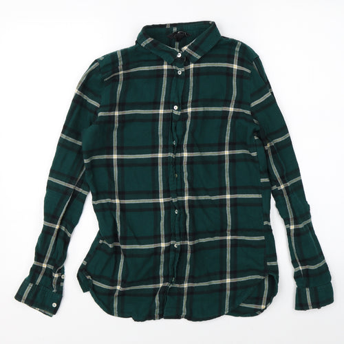 H&M Womens Green Plaid  Basic Button-Up Size 4