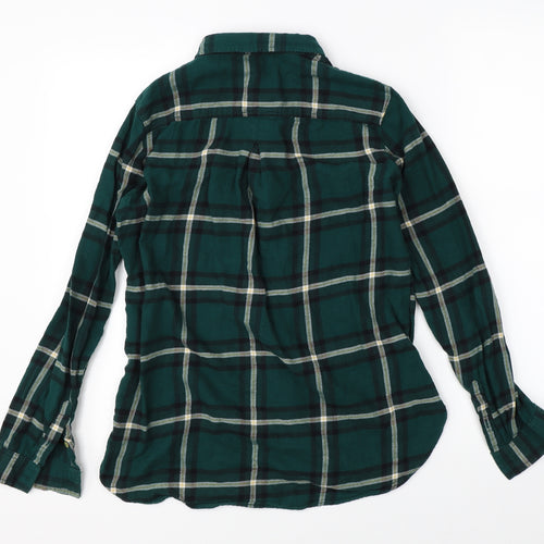 H&M Womens Green Plaid  Basic Button-Up Size 4