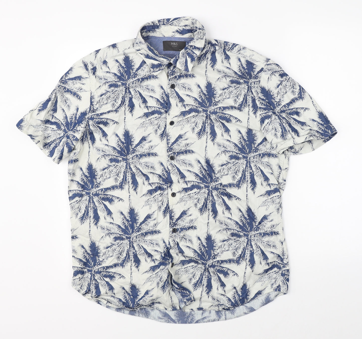 Marks & Spencer Mens White    Button-Up Size L