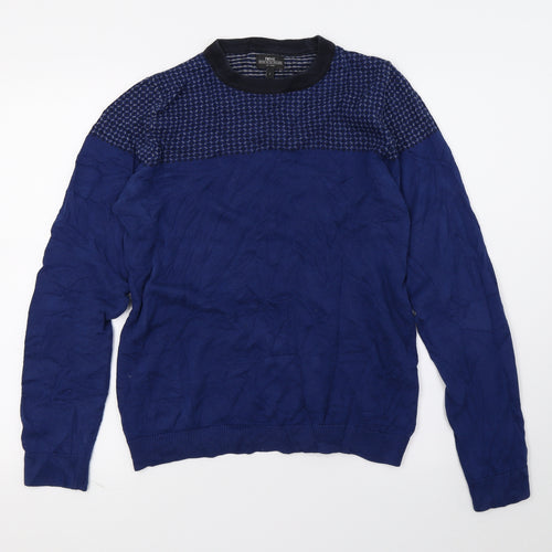NEXT Mens Blue Polka Dot Knit Pullover Jumper Size S