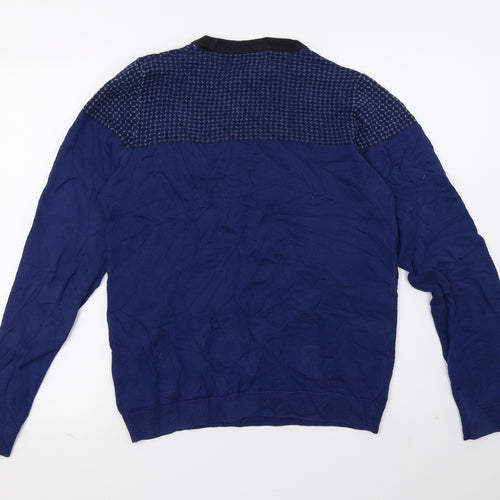 NEXT Mens Blue Polka Dot Knit Pullover Jumper Size S
