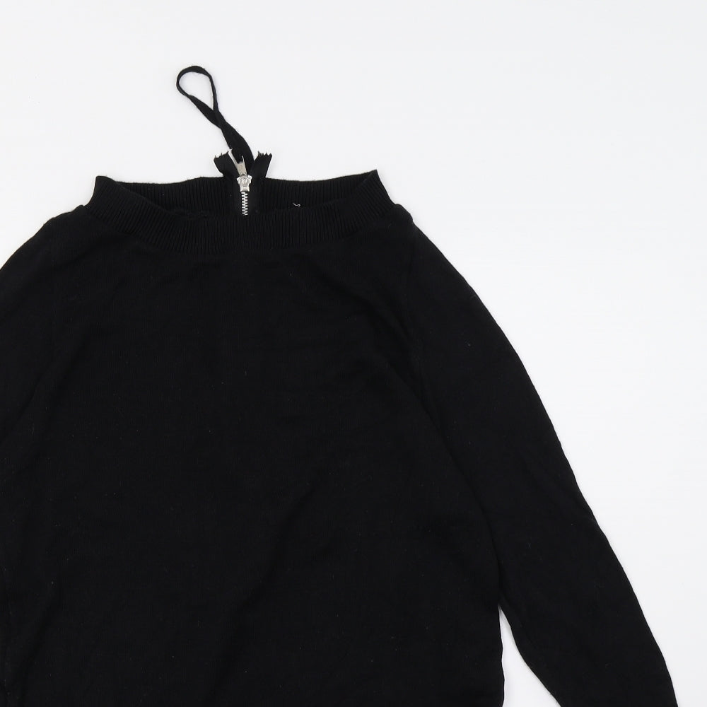 Topshop Womens Black  Knit Pullover Jumper Size 8