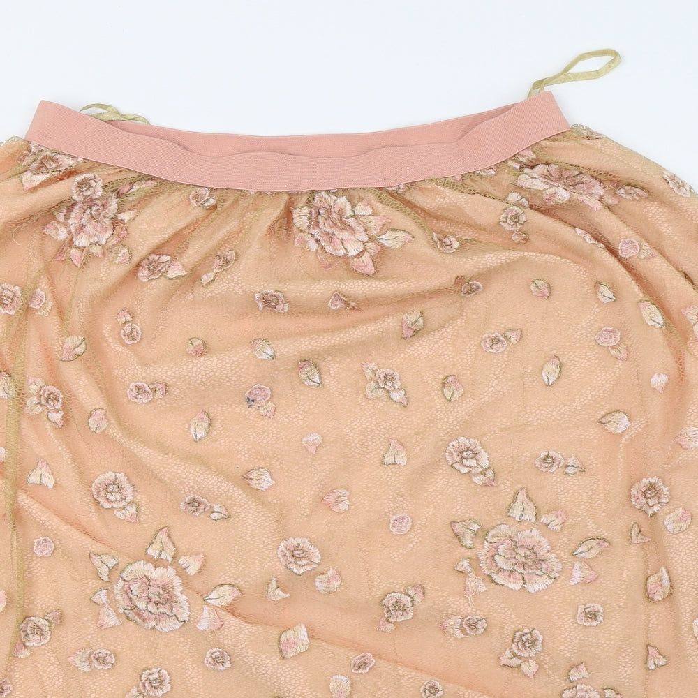 M&S Womens Pink Floral  Flare Skirt Size 12